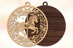 Christmas Carousel Horse Laser Cut SVG Product Image 2