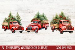 Christmas Cars Watercolor clipart, Christmas Cars Clipart Product Image 1