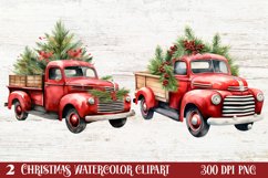 Christmas Cars Watercolor clipart, Christmas Cars Clipart Product Image 1