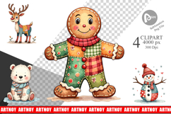 Christmas Cartoon Patchwork Clipart Product Image 1