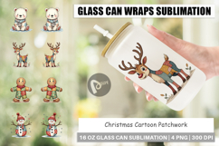 Christmas Cartoon Patchwork Glass Can Product Image 1