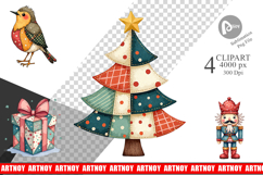Christmas Cartoon Patchwork Clipart Product Image 1