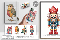 Christmas Cartoon Patchwork Digital Paper Product Image 1