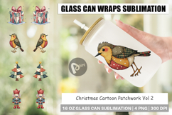 Christmas Cartoon Patchwork Glass Can Product Image 1