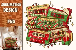 Christmas Songs Cassette Tapes Shirt Sublimation Design PNG Product Image 1