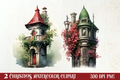 Christmas Castle Clipart Sublimation, Christmas PNG Product Image 1