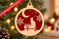 Christmas Cat and Snowflake Ornament SVG Product Image 1