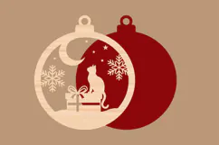 Christmas Cat and Snowflake Ornament SVG Product Image 2