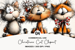 Christmas Cat Clipart Sublimation Product Image 1