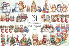 Christmas Cat Clipart Sublimation Bundle Product Image 1