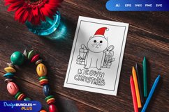 Christmas Cat with Gift Boxes Coloring Page Product Image 1