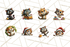Christmas Chaos Cats PNG Clipart, Funny Pet Christmas Png Product Image 4