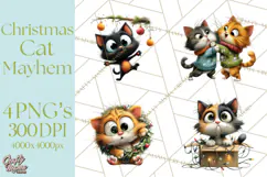 Christmas Chaos Cats PNG Clipart, Funny Pet Christmas Png Product Image 1