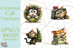Christmas Chaos Cats PNG Clipart, Funny Pet Christmas Png Product Image 1