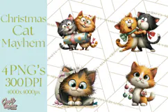 Christmas Chaos Cats PNG Clipart, Funny Pet Christmas Png Product Image 1
