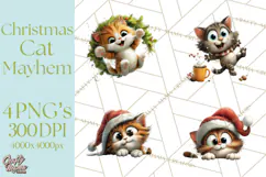 Christmas Chaos Cats PNG Clipart, Funny Pet Christmas Png Product Image 1