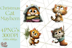 Christmas Chaos Cats PNG Clipart, Funny Pet Christmas Png Product Image 1