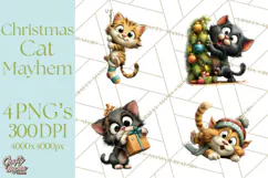 Christmas Chaos Cats PNG Clipart, Funny Pet Christmas Png Product Image 1