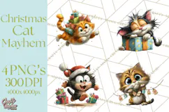Christmas Chaos Cats PNG Clipart, Funny Pet Christmas Png Product Image 1