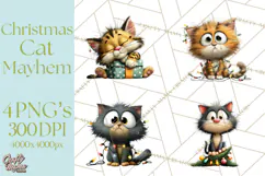 Christmas Chaos Cats PNG Clipart, Funny Pet Christmas Png Product Image 1