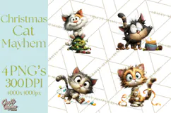 Christmas Chaos Cats PNG Clipart, Funny Pet Christmas Png Product Image 1