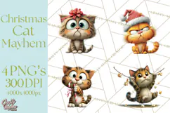Christmas Chaos Cats PNG Clipart, Funny Pet Christmas Png Product Image 1