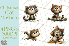 Christmas Chaos Cats PNG Clipart, Funny Pet Christmas Png Product Image 1