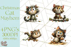 Christmas Chaos Cats PNG Clipart, Funny Pet Christmas Png Product Image 1
