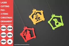 Christmas cat & dog Holiday Ornaments svg laser cutting file Product Image 1