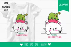 Christmas cat clipart kawaii animals xmas kitten png Product Image 1
