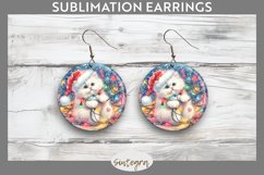 Christmas Cat Entangled in Lights Round Earrings Sublimation Product Image 1