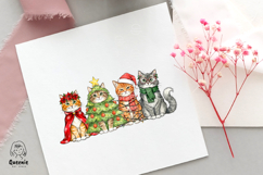 Retro Meowy Christmas Png Cat Lovers Xmas Shirt Design Product Image 4