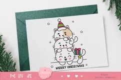Christmas cats clipart kawaii animals xmas festival png Product Image 4