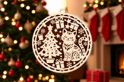 Christmas Cat Ornament Laser Cut SVG Product Image 2