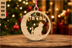 Christmas Cat Ornament Laser Cut SVG File Product Image 1