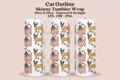 christmas cat outline skinny tumbler sublimation wrap with high resolution and transparant background are for 20oz and 30oz skinny tumbler