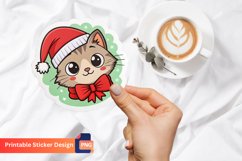 Christmas Cat Sticker, Christmas Stickers for Cat Lovers Product Image 1