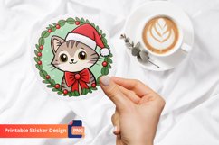 Christmas Cat Sticker, Festive Cat Sticker, Kitty Sticker Product Image 1