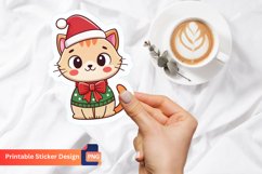 Christmas Cat Sticker, Christmas Animal Sticker, Cat Sticker Product Image 1