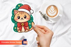 Christmas Cat Sticker, Christmas Animal Sticker, Cat Sticker Product Image 1