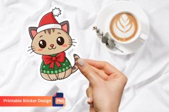 Christmas Cat Sticker, Christmas Animal Sticker, Cat Sticker Product Image 1