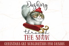Dashing Through The Snow PNG | Christmas Cat Sublimation Product Image 1