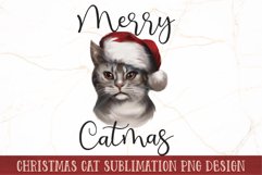 Merry Catmas PNG | Merry Christmas Cat Sublimation Design Product Image 1