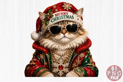 Christmas Cat Sublimation PNG Product Image 1