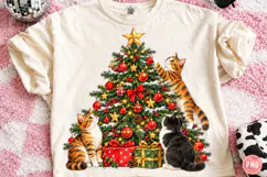 Christmas Cat Tree PNG, Funny Christmas PNG Product Image 1
