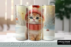 Christmas Cat Tumbler Wrap  Sublimation PNG for 20oz Tumbler