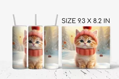 Christmas Cat Tumbler Wrap  Sublimation PNG for 20oz Tumbler