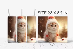 Christmas Cat Tumbler Wrap Sublimation PNG Template