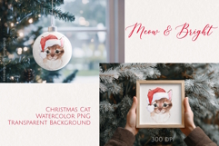 Christmas Cat Watercolor PNG Product Image 2