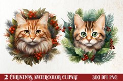 Christmas Cat Wreath Sublimation Clipart,   Christmas Wreath Clipart, Christmas Wreath Clipart Bundle, Christmas Wreath Watercolor, Watercolor Christmas Wreath, Christmas Wreath Sublimation, Christmas Wreath , Christmas Wreath Clip Art, Christmas Wreath S